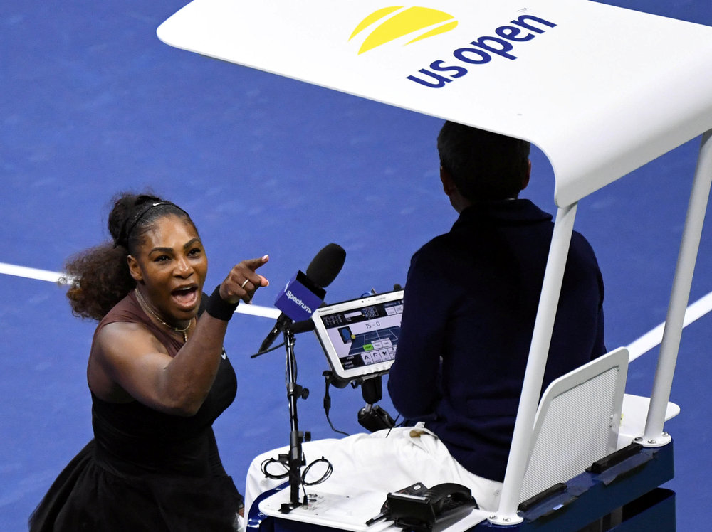 Serena Williams yells at chair umpire Carlos Ramos in the women's final against Naomi Osaka in the US Open tennis tournament in New York September 8, 2018. u00e2u20acu201d Reuters pic