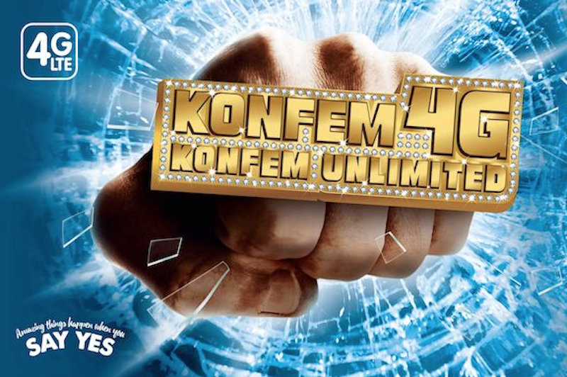 The KONFEM 4G LTE add-on comes with unlimited quota for 30 days; however, speeds are capped at 4Mbps. u00e2u20acu201d SoyaCincau pic