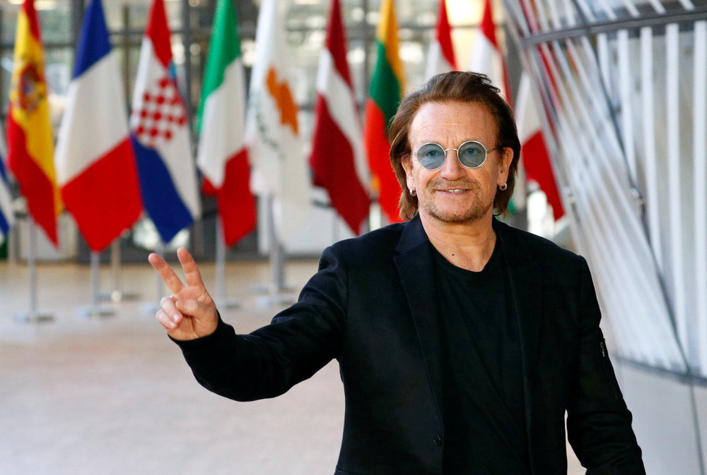 Bono, U2 singer and co-founder of the ONE Campaign, gestures before a meeting in Brussels October 10, 2018. u00e2u20acu201d Reuters pic