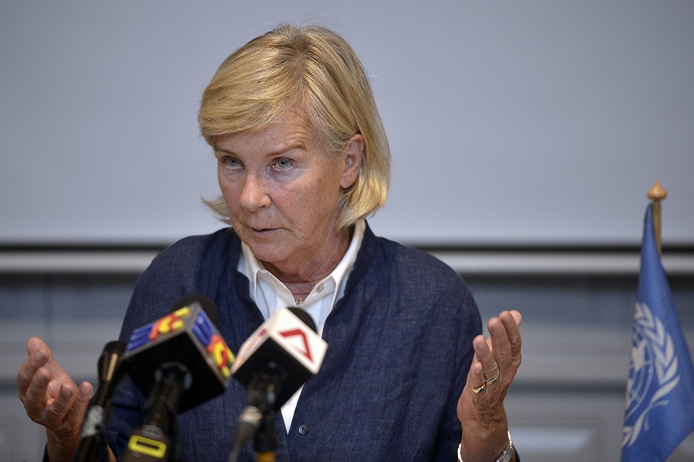 UNu00e2u20acu2122s special rapporteur on the sale and sexual exploitation of children, Maud de Boer-Buquicchio, at a press conference in Kuala Lumpur October 1, 2018. u00e2u20acu201d Picture by Mukhriz Hazim