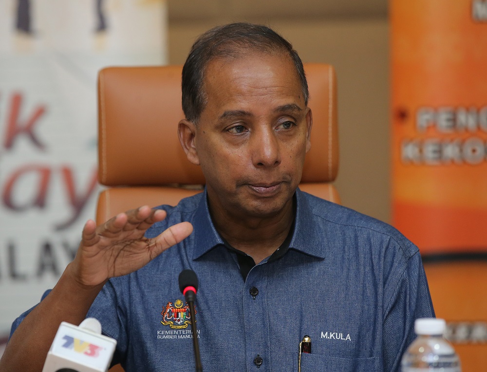 Human Resources Minister M. Kulasegaran at a press conference in Ipoh October 6, 2018. u00e2u20acu201d Picture by Marcus Pheong