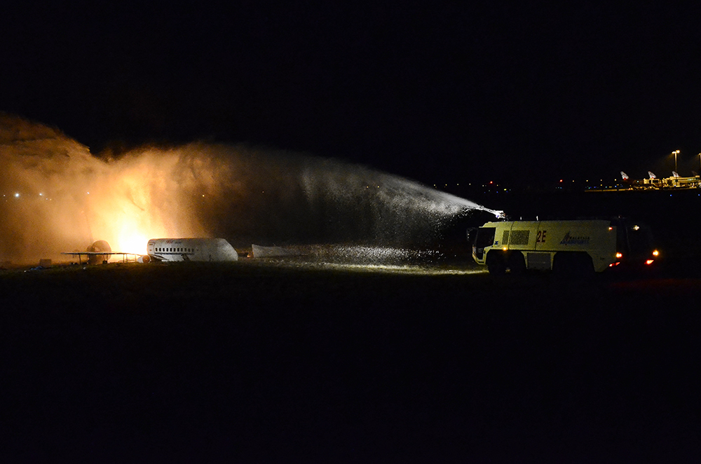 Airport Fire Rescue Service (AFRS) personnel hold a mock plane crash drill in in KLIA October 19, 2018. u00e2u20acu201d Picture by Miera Zulyana