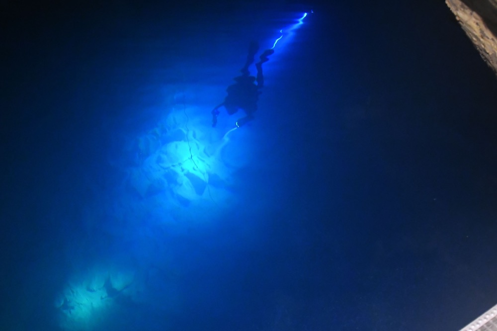 A member of a group of hobby divers, speleologists and accompanying staff descends into the water at the entrance tunnel during an exploration of the Janos Molnar cave system under the Buda Hill in Budapest October 2, 2018. u00e2u20acu201d AFP pic
