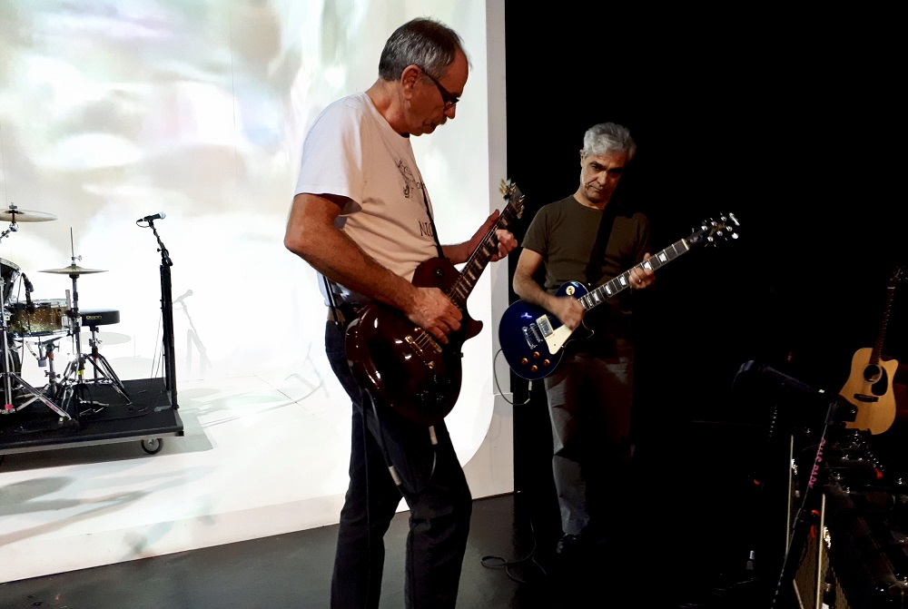 British actor David Jackson (left) and Argentine actor Gabriel Sagastume play guitars during a rehearsal of the theatre play u00e2u20acu02dcCampo Minadou00e2u20acu2122 (Minefield) in Buenos Aires, Argentina September 28, 2018. u00e2u20acu201d Reuters pic
