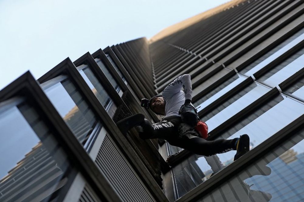 French urban climber Alain Robert, also known as u00e2u20acu02dcSpider-Manu00e2u20acu2122, begins his climb of Heron Tower, 110 Bishopsgate, in central London on October 25, 2018. u00e2u20acu2022 AFP pic