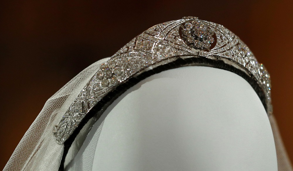 The diamond and platinum bandeau tiara worn by Meghan, Duchess of Sussex, and lent to her by Britain's Queen Elizabeth is seen ahead of the exhibition A Royal Wedding, at Windsor Castle, in Windsor October 25, 2018. — Reuters pic