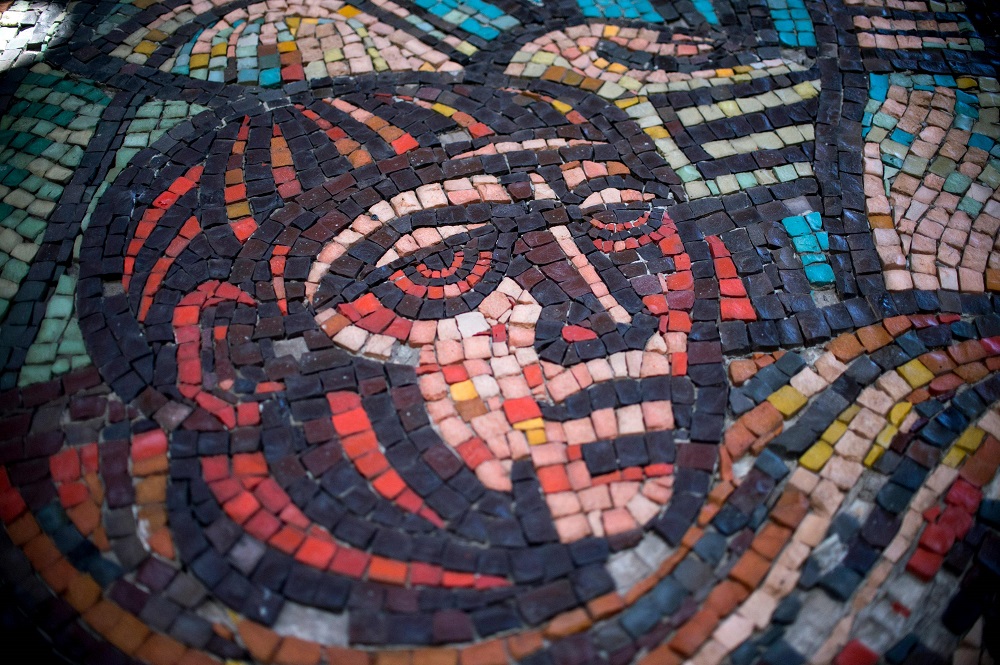 A picture taken on September 27, 2018 shows a detail of a mosaic in the House of the Bulgarian Communist Party on mount Buzludzha prior to the inspection of experts from Europa Nostra, a NGO for protection and celebration of Europe's cultural and natural heritage, in central Bulgaria. — AFP pic    