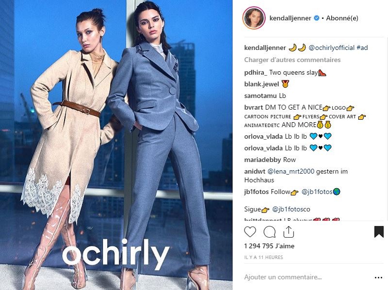 Ochirly teams up once more with Bella Hadid and Kendall Jenner for its fall/winter 2018 campaign. u00e2u20acu201d AFP pic