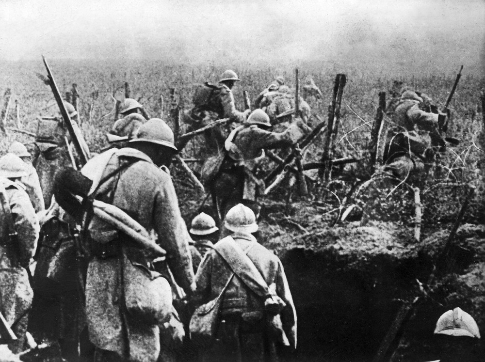 In this file photo taken in 1916 shows French soldiers moving into attack from their trench during the Verdun battle, eastern France, during the first World War. u00e2u20acu201d AFP pic  