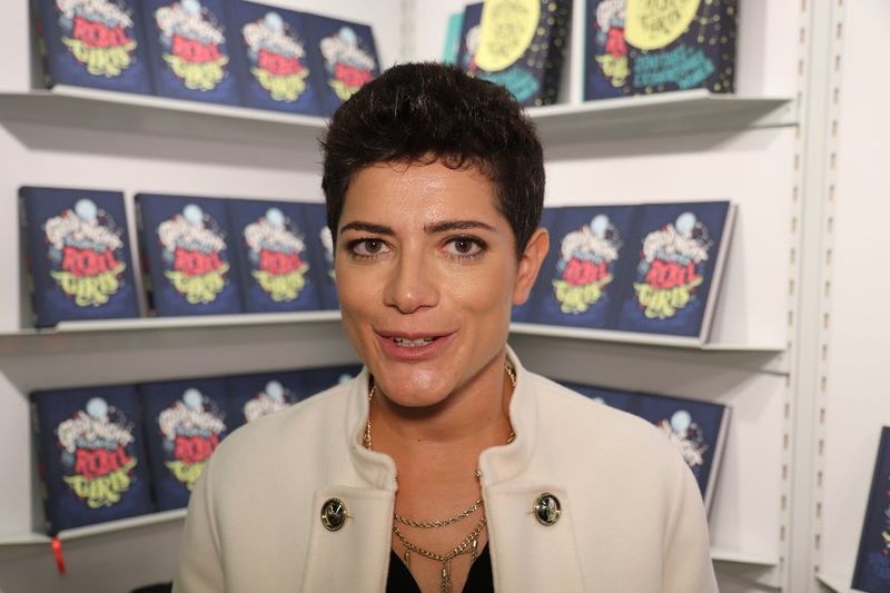 Francesca Cavallo, co-author of u00e2u20acu02dcGood Night Stories for Rebel Girlsu00e2u20acu2122 speaks during an interview at the Book Fair in Frankfurt October 11, 2018.  u00e2u20acu201d AFP pic