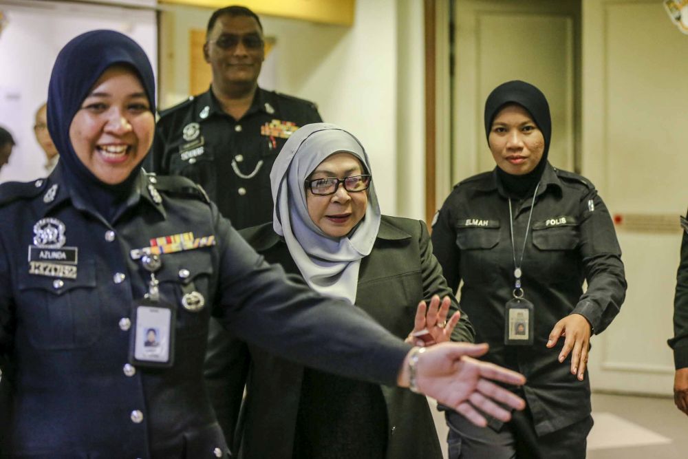 Former Malaysian External Intelligence Organisation chief Datuk Hasanah Abdul Hamid is pictured at the Kuala Lumpur High Court October 25, 2018. u00e2u20acu201d Picture by Firdaus Latif