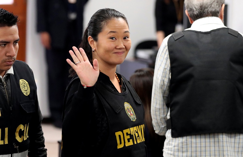 Keiko Fujimori, daughter of former president Alberto Fujimori and leader of the opposition in Peru, is seen in court after her detention as part of an investigation into money laundering, in Lima, Peru October 17, 2018. u00e2u20acu201d Reuters pic