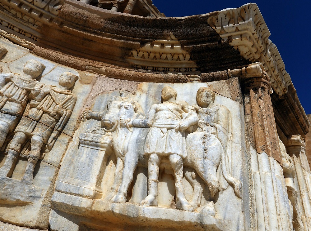 A picture shows a detail from a high relief at the site of the ancient Roman city of Sabratha, around 70 kilometres from the Libyan capital Tripoli. u00e2u20acu201d AFP pic