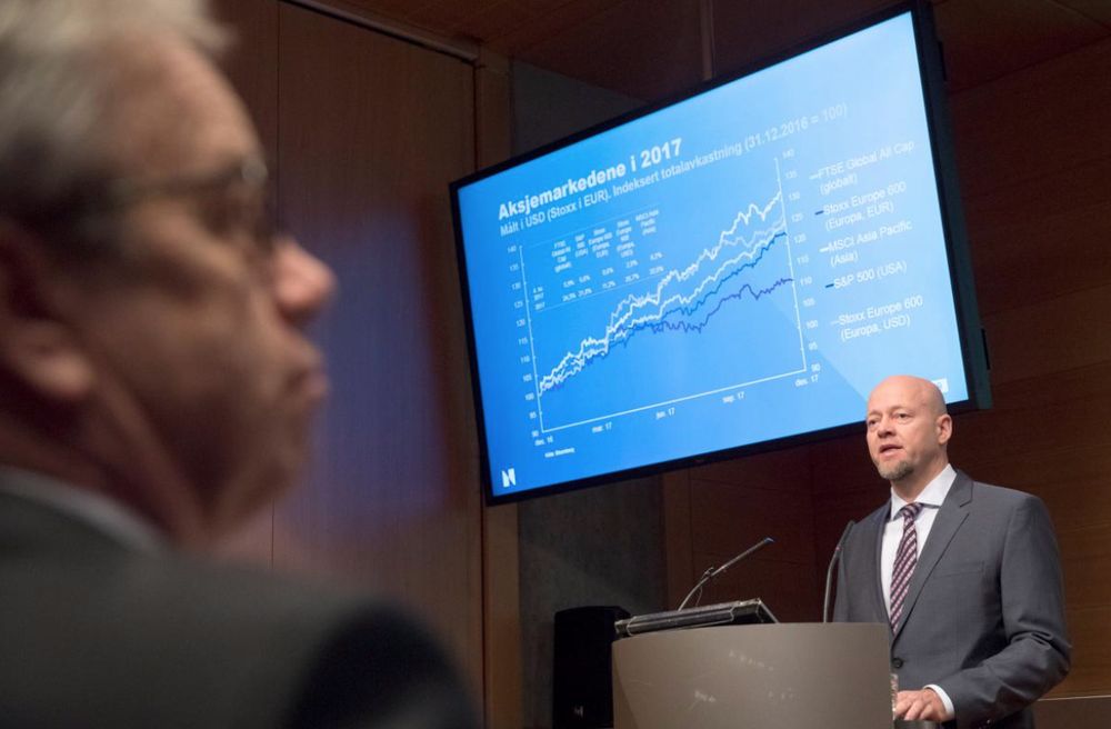 Yngve Slyngstad, CEO of Norges Bank Investment Management, speaks during a presentation of the Government Pension Fund in Oslo, Norway February 27, 2018. u00e2u20acu201d NTB Scanpix/Ole Berg-Rusten picture via Reuters