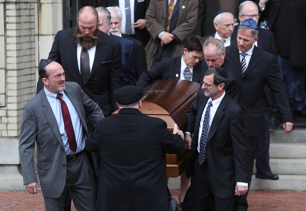 A casket is carried from Rodef Shalom Temple after funeral services for brothers Cecil and David Rosenthal, victims of the Tree of Life Synagogue shooting, in Pittsburgh, Pennsylvania, October 30, 2018. u00e2u20acu201d Reuters pic