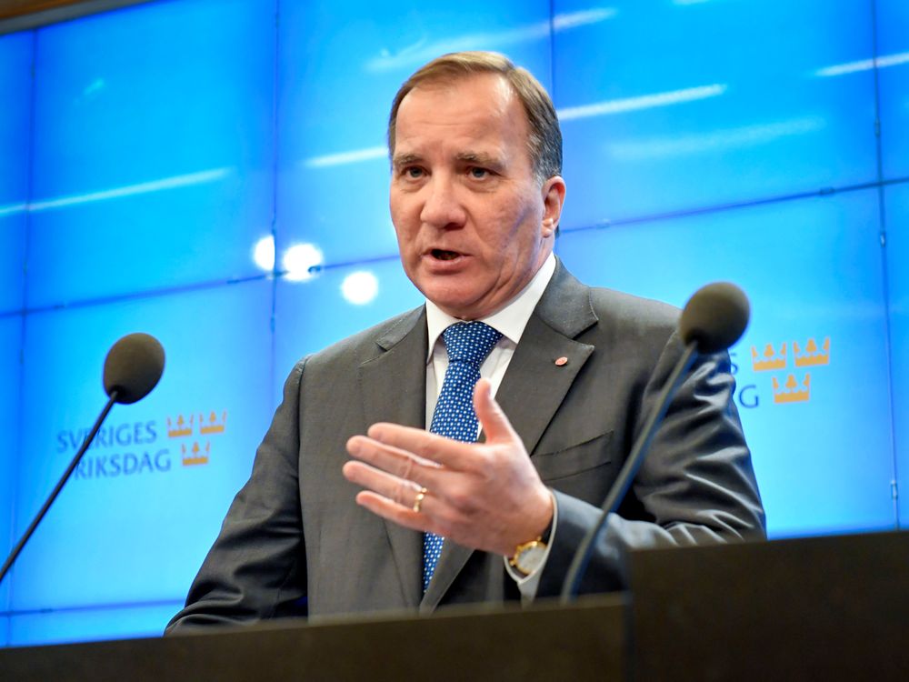 Swedish Social Democrat leader Stefan Lofven speaks during a news conference at the Swedish parliament in Stockholm, Sweden October 29, 2018. u00e2u20acu201d TT News Agency/Jonas Ekstromer pic via Reuters