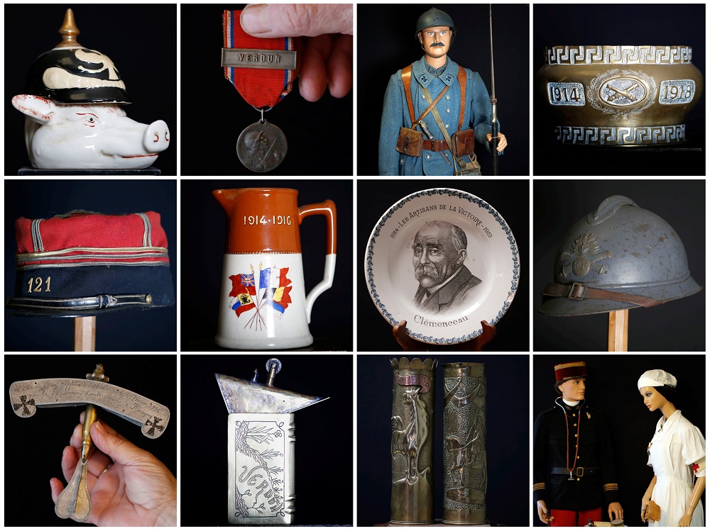 A combination picture shows objects from the WWI memorabilia collection of French collectors Serge and Chantal Giudice displayed at their home in Balma near Toulouse, France, October 26, 2018. u00e2u20acu201d Reuters pic