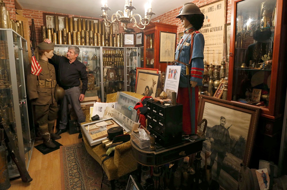 French collector Serge Giudice poses in a room dedicated to their collection of WWI memorabilia at their home in Balma near Toulouse, France, October 26, 2018. — Reuters pic