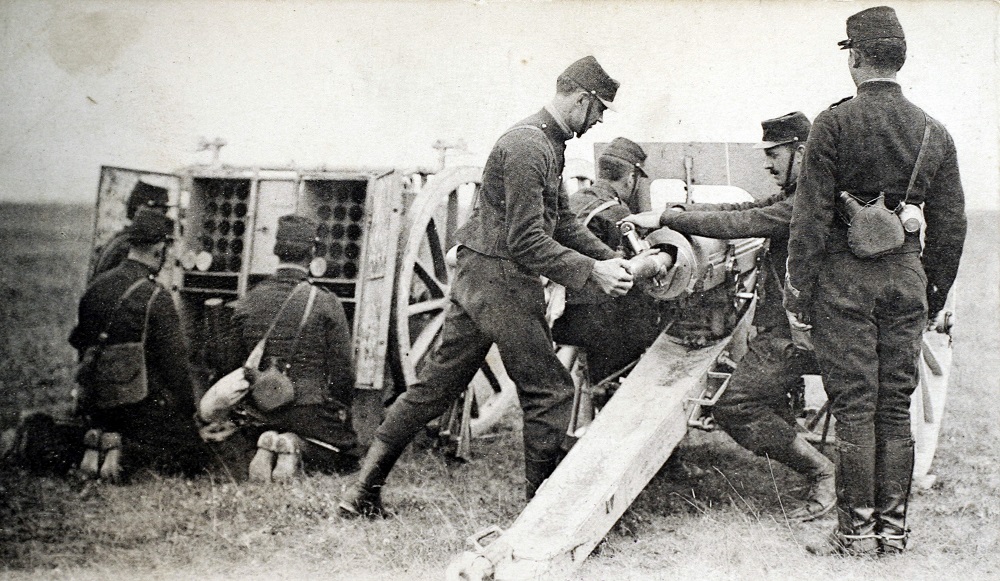 A picture of a post card released by the Historial de Peronne, Museum of WW1, shows French artillery soldiers with a 75 mm cannon in 1914 during the First World War. u00e2u20acu201d AFP pic 