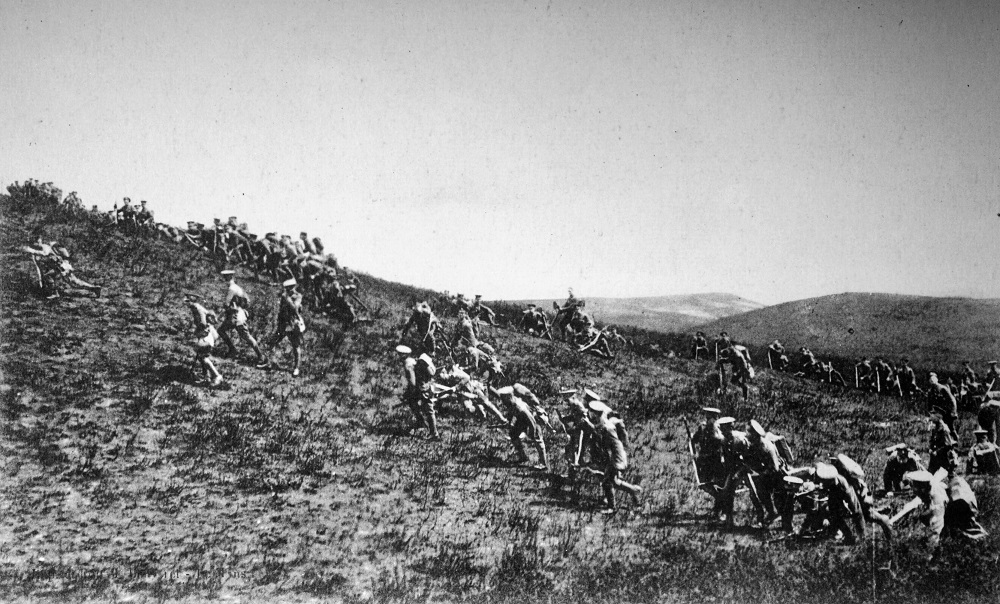 A file photo released by the Historial Museum of WWI of Peronne and taken on January 1, 1915, shows an attack of British infantrymen during the World War I. u00e2u20acu201d AFP pic  