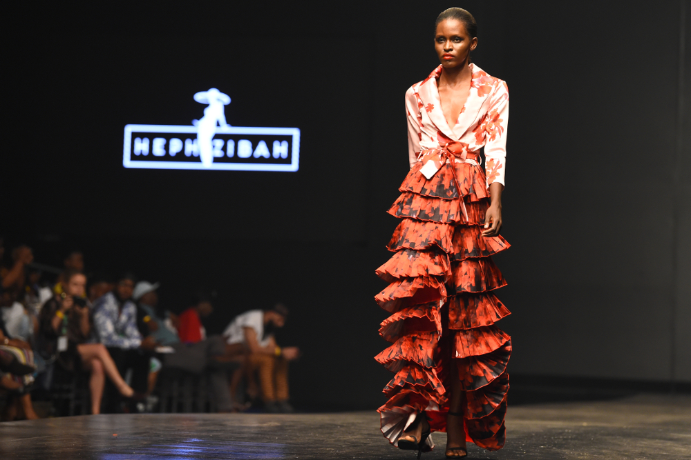 A model presents a creation by Hephzibah during the Lagos Fashion Week on October 25, 2018. u00e2u20acu201d AFP pic