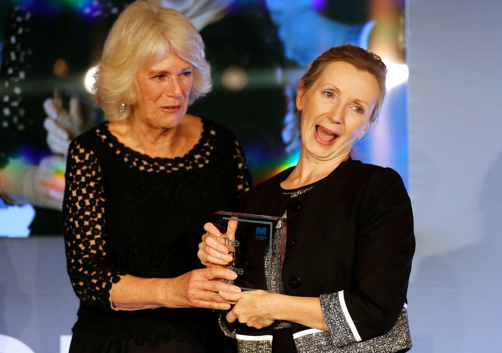 Duchess of Cornwall Camilla (left) presents the Man Booker Prize for Fiction 2018 to Anna Burns during in London October 16, 2018. u00e2u20acu201d Reuters pic