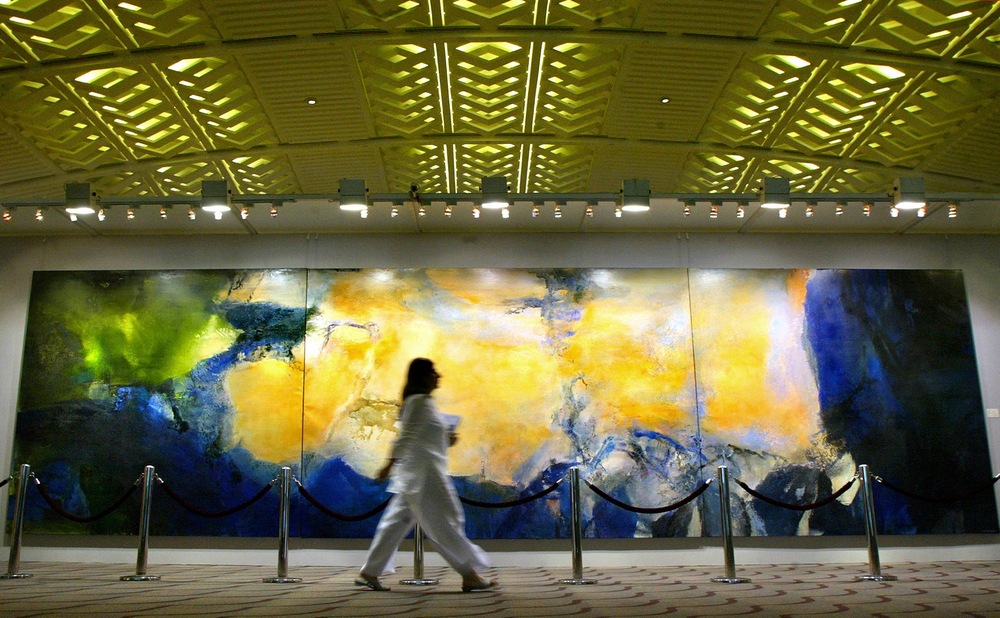 A large triptych by painter Zao Wou-ki. u00e2u20acu201d AFP pic