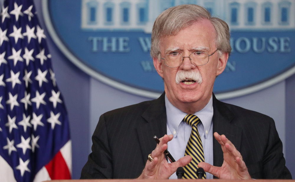 US National Security Advisor John Bolton answers questions from reporters after announcing US withdrawal from the Vienna protocol and the 1955 'Treaty of Amity' with Iran in Washington October 3, 2018. u00e2u20acu201d Reuters pic