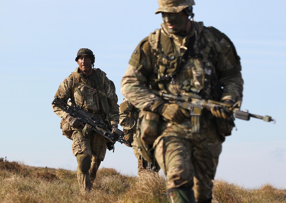 This file photo taken on April 16, 2012, shows British soldiers scouting a land zone during the 16 Air Assault Brigade Exercise Joint Warrior at West Freugh Airfield, Stranraer, Scotland. u00e2u20acu201d AFP pic   