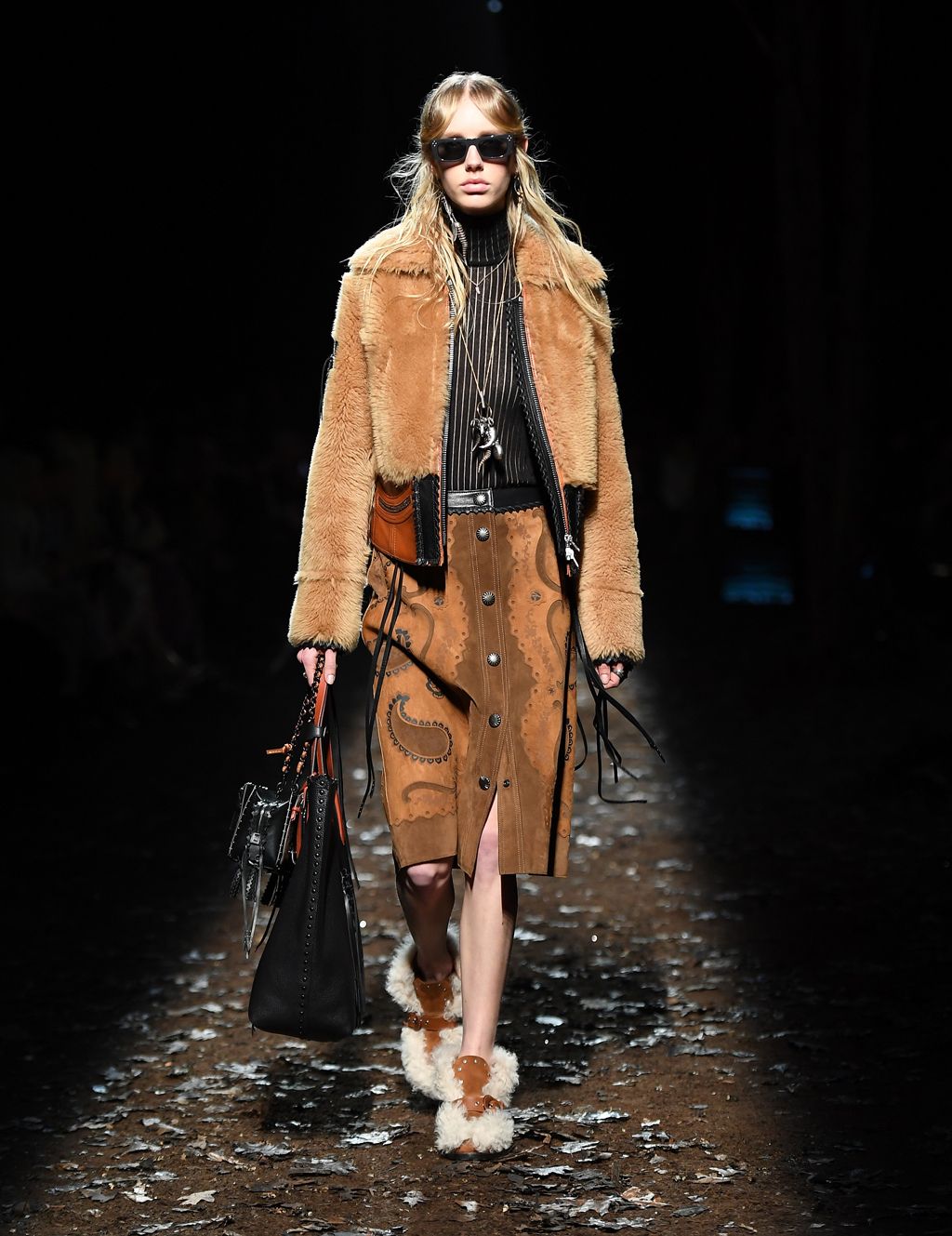A model walks the runway for the Coach Fall 2018 Show at Basketball City on February 13, 2018 in New York City. u00e2u20acu201d AFP pic