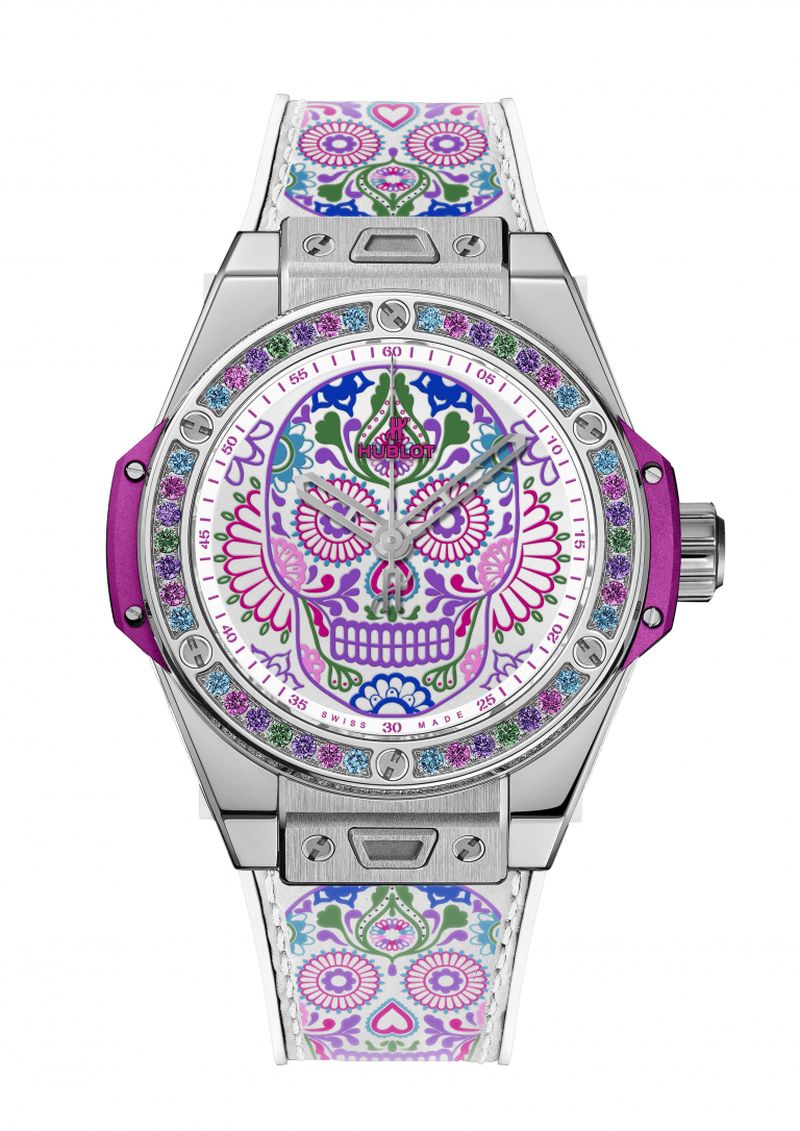 Hublot is celebrating u00e2u20acu02dcEl Dia de los Muertosu00e2u20acu2122 with the new u00e2u20acu02dcBig Bang One Click Calavera Catrinau00e2u20acu2122 wristwatch. u00e2u20acu2022 AFP pic