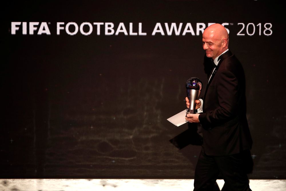 Fifa President Gianni Infantino during the The Best Fifa Football Awards presentation at Royal Festival Hall, London, September 24, 2018. u00e2u20acu201d Reuters pic