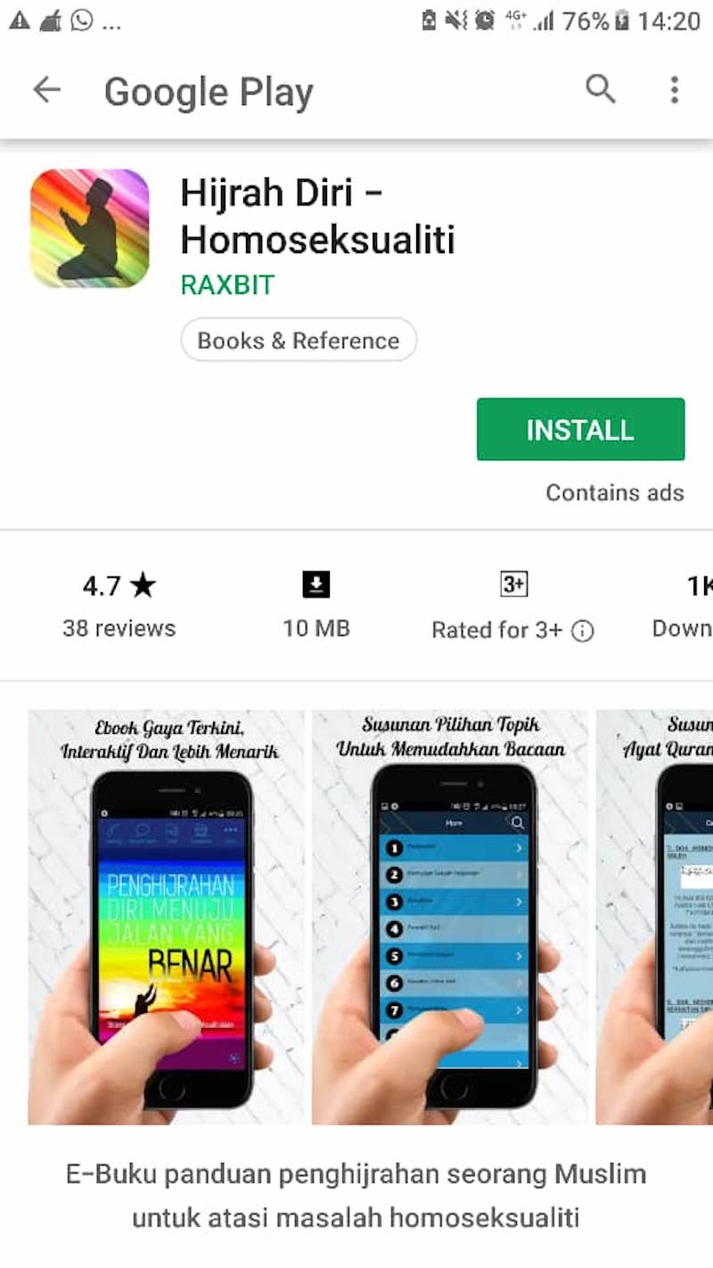 The Hijrah Diri-Homoseksualiti app on Google Play Store.