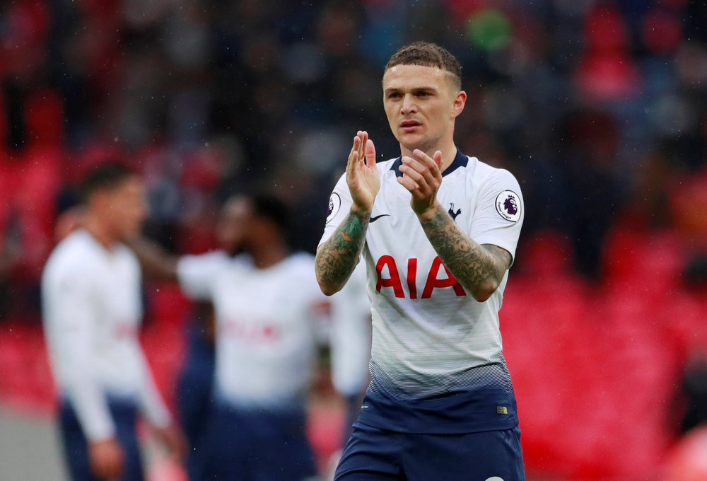 Kieran Trippier applauds Tottenham fans at the end of the EPL match with Cardiff City at Wembley Stadium, London October 6, 2018. u00e2u20acu201d Reuters pic