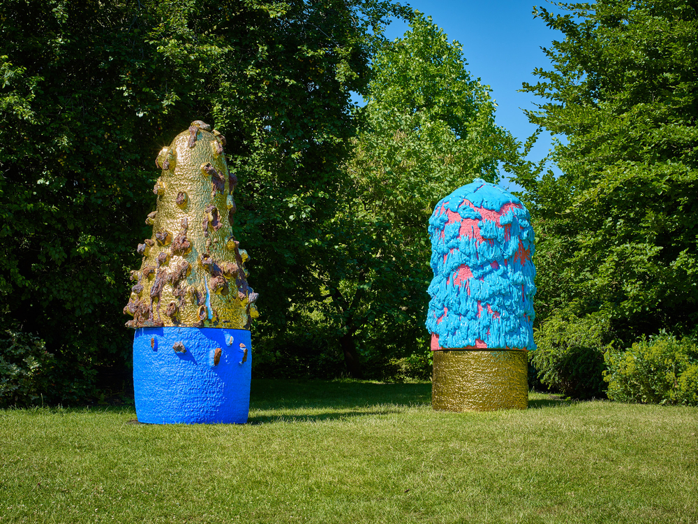 'Untitled' and 'Untitled' (both 2016), by Takuro Kuwata (Alison Jacques Gallery/Salon 94) seen at Frieze Sculpture 2017. u00e2u20acu201d Picture courtesy of Stephen White/Frieze