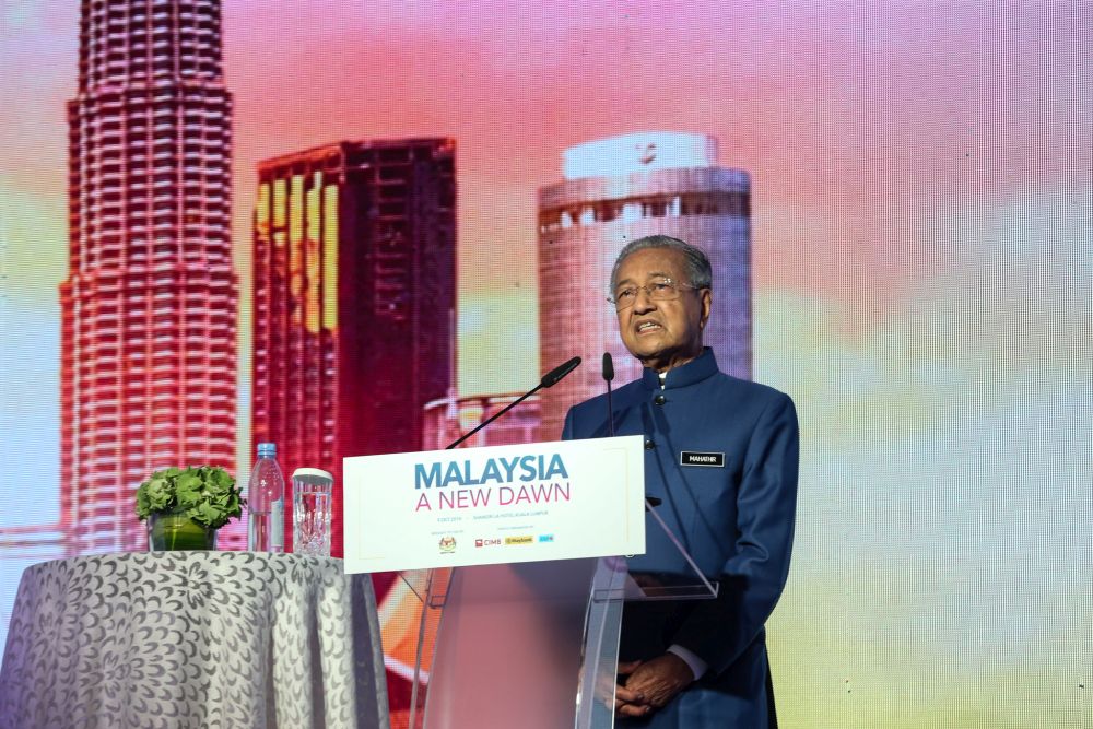 Tun Dr Mahathir Mohamad speaks during the 'Malaysia: A New Dawn' economic forum in Kuala Lumpur October 9, 2018. u00e2u20acu201d Picture by Ahmad Zamzahuri