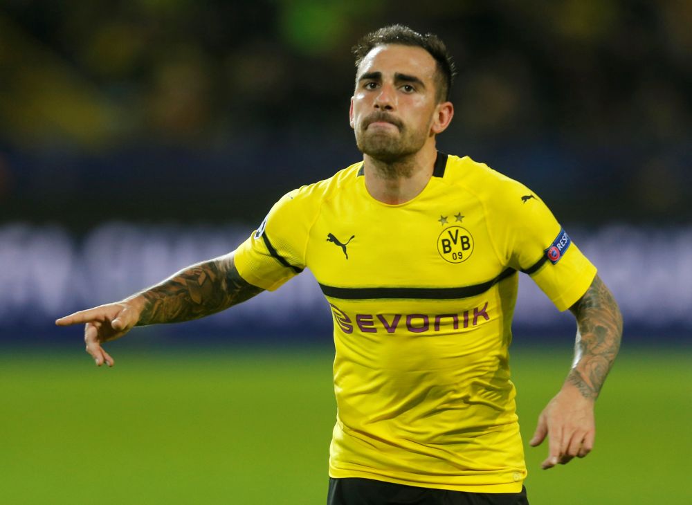 Borussia Dortmund's Paco Alcacer celebrates after scoring the second goal against AS Monaco, October 3, 2018. u00e2u20acu2022 Reuters pic