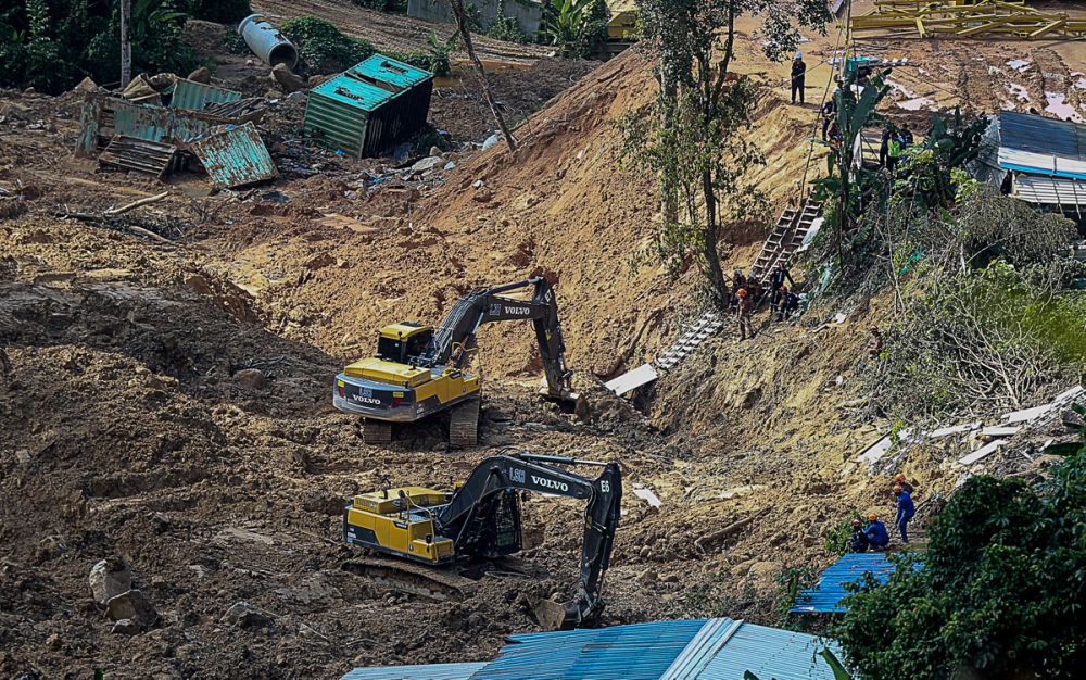 A view of the construction area where a landslide occured on Friday that killed seven foreign workers with three more feared still buried underneath the mud, October 22, 2018. u00e2u20acu2022 Picture by Sayuti Zainudin