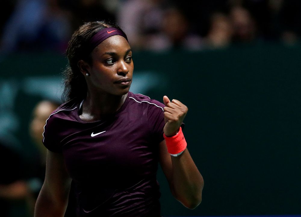 Sloane Stephens of the US reacts during her WTA Tour Finals group stage match against Japanu00e2u20acu2122s Naomi Osaka in Singapore Indoor Stadium, Kallang, Singapore, October 22, 2018. u00e2u20acu201d Reuters pic
