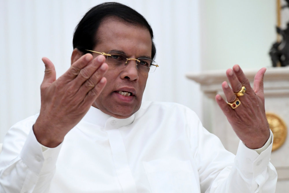 Sri Lankan President Maithripala Sirisena gestures as he speaks during a meeting at the Kremlin in Moscow March 23, 2017. u00e2u20acu201d Reuters pic