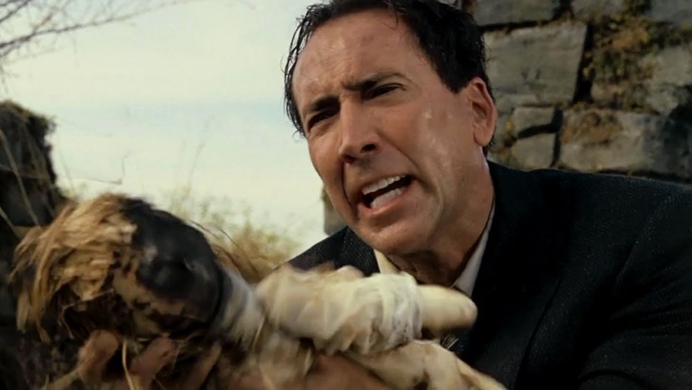 One of Nicholas Cage's crazed expressions in 'The Wicker Man'. ― YouTube screenshot