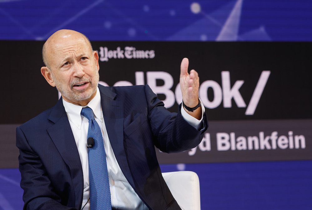 Senior chairman of The Goldman Sachs Group, Lloyd Blankfein, speaks onstage during the 2018 New York Times Dealbook in New York November 1, 2018. u00e2u20acu201d AFP pic