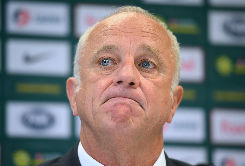 Australia football team coach Graham Arnold reacts during a media conference in Sydney  November 8, 2018. u00e2u20acu201d AAP/Joel Carrett handout via Reuters