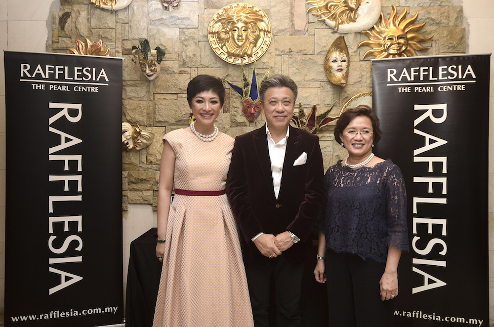 Director of Rafflesia, Winnie Sin, Star Group Managing Director, Datuk Seri Wong Chun Wai, and Chairman of MAF, Datuk Dr Adeeba Kamarulzaman pose for pictures during a Rafflesia event in Kuala Lumpur November 12, 2018. u00e2u20acu201d Picture by Miera Zulyana
