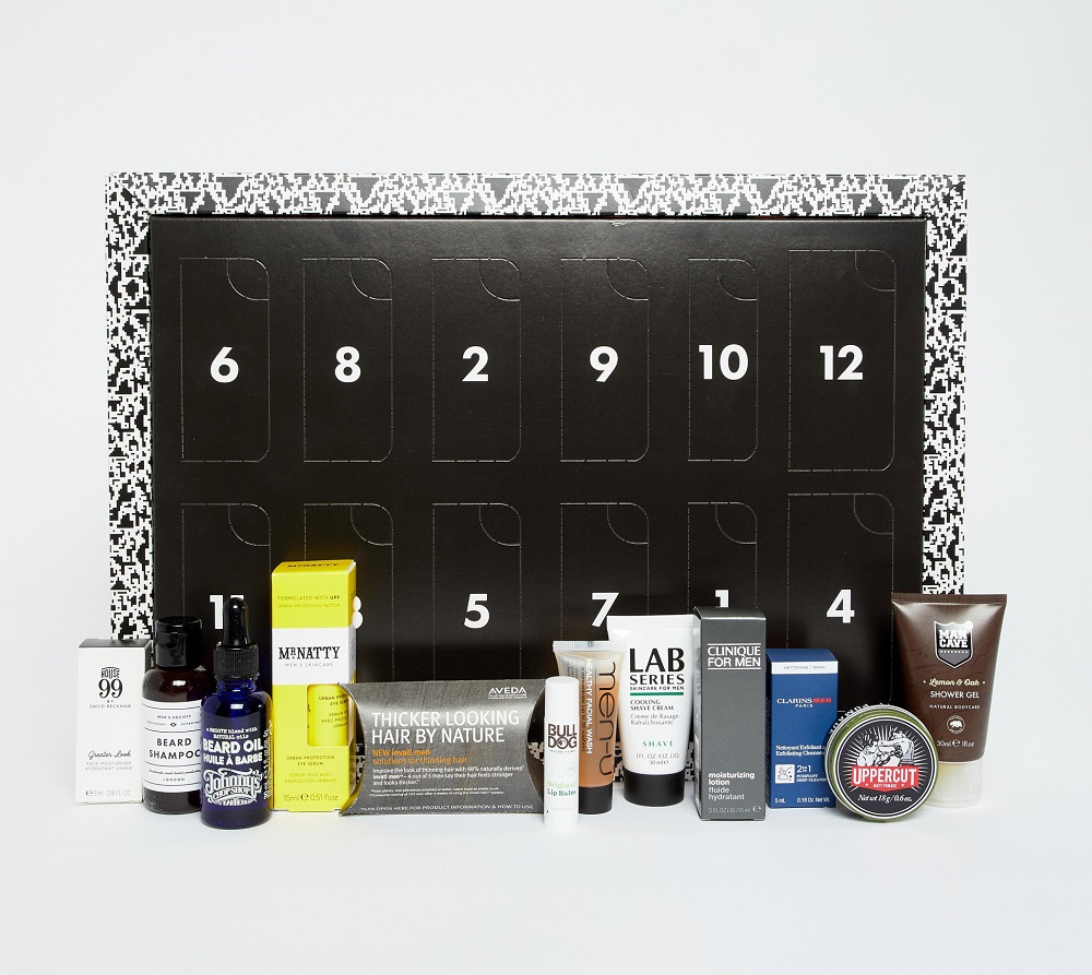 The Asos Grooming Advent Calendar for men features 12 windows for the holiday countdown. u00e2u20acu201d Picture courtesy of Asos