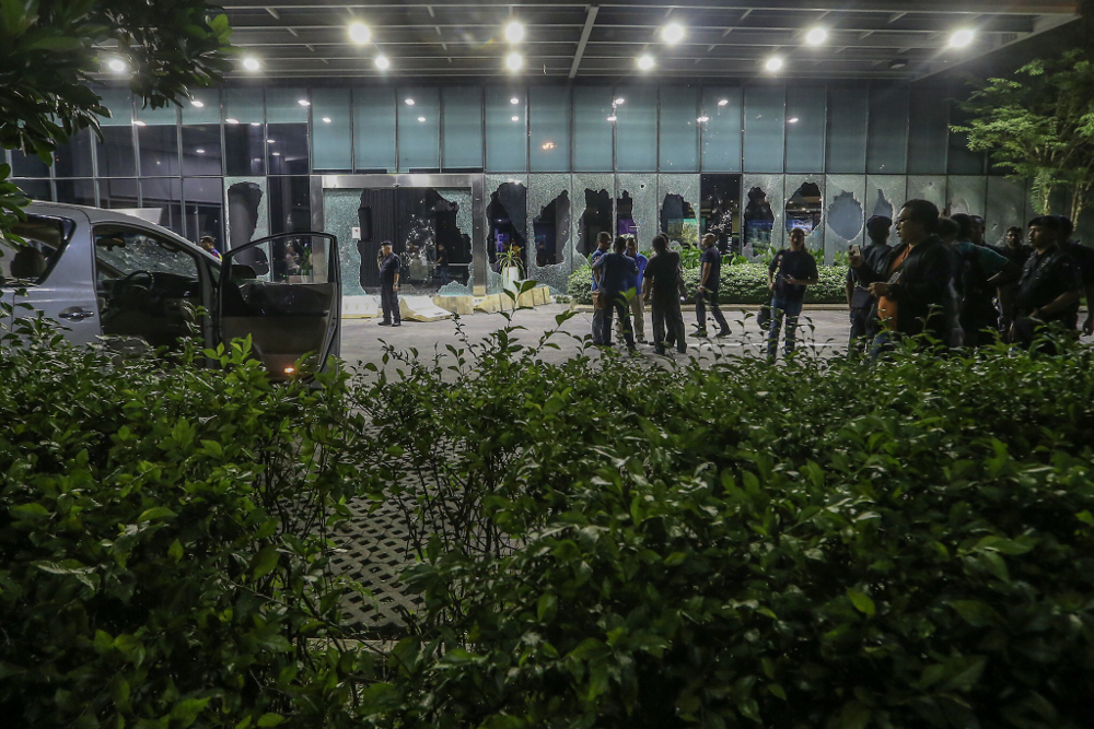 Some of damage caused by protesters at the One City building in Petaling Jaya November 27, 2018. u00e2u20acu201d Picture by Hari Anggara