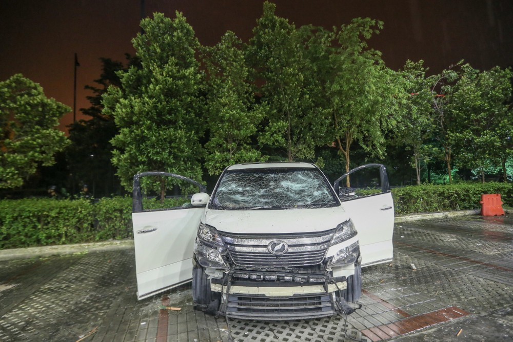 Some of damage caused by protesters at the One City building in Petaling Jaya November 27, 2018. — Picture by Hari Anggara