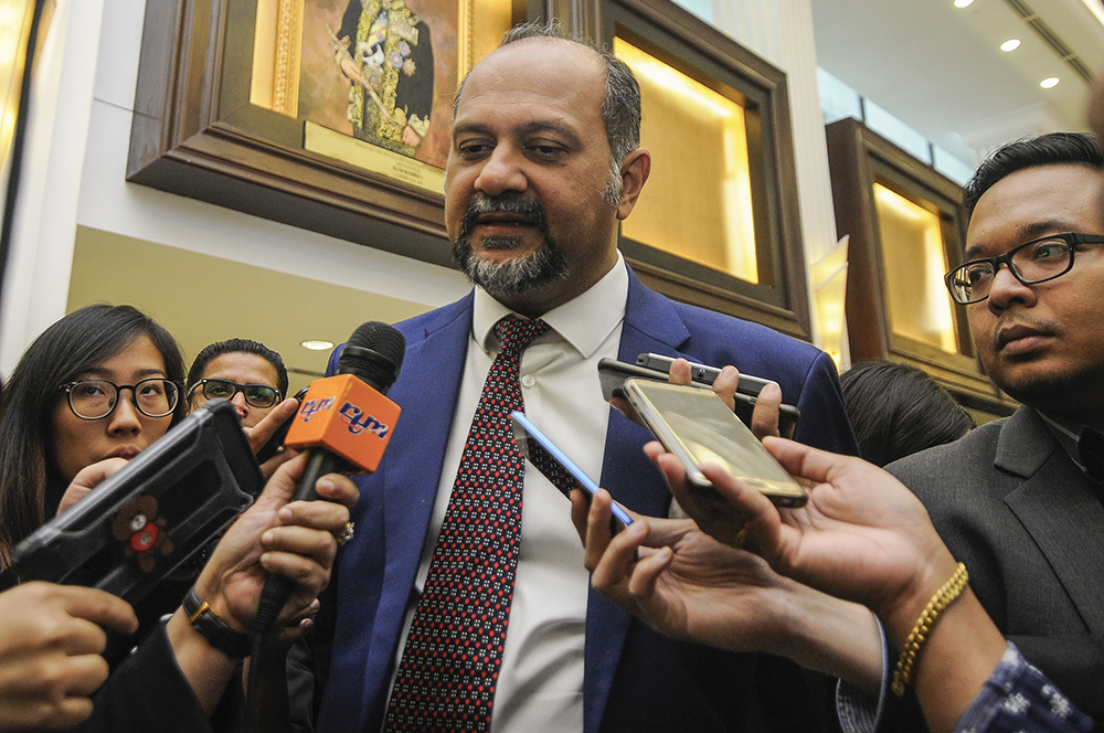 Minister of Communications and Multimedia, Gobind Singh Deo speaks to the media at the Parliament lobby, November 28, 2018. u00e2u20acu201d Picture by Miera Zulyana