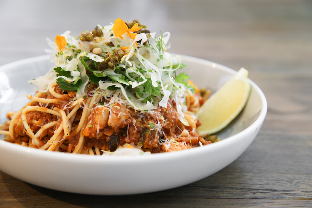 Tuna pasta made by Plentyfull restaurant using food from The Food Bank Singapore.