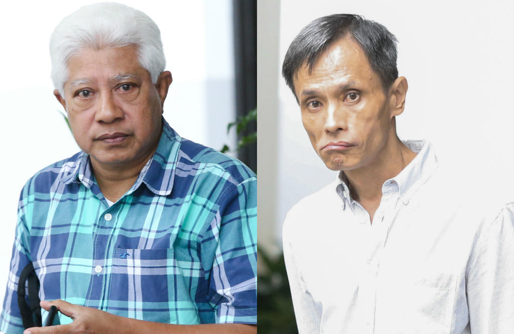 Abdul Aziz Mohamed Hanib (left) and Benjamin Chow Tuck Keong at the State Courts on Nov 21, 2018. u00e2u20acu201d Koh Mui Fong/TODAY pic